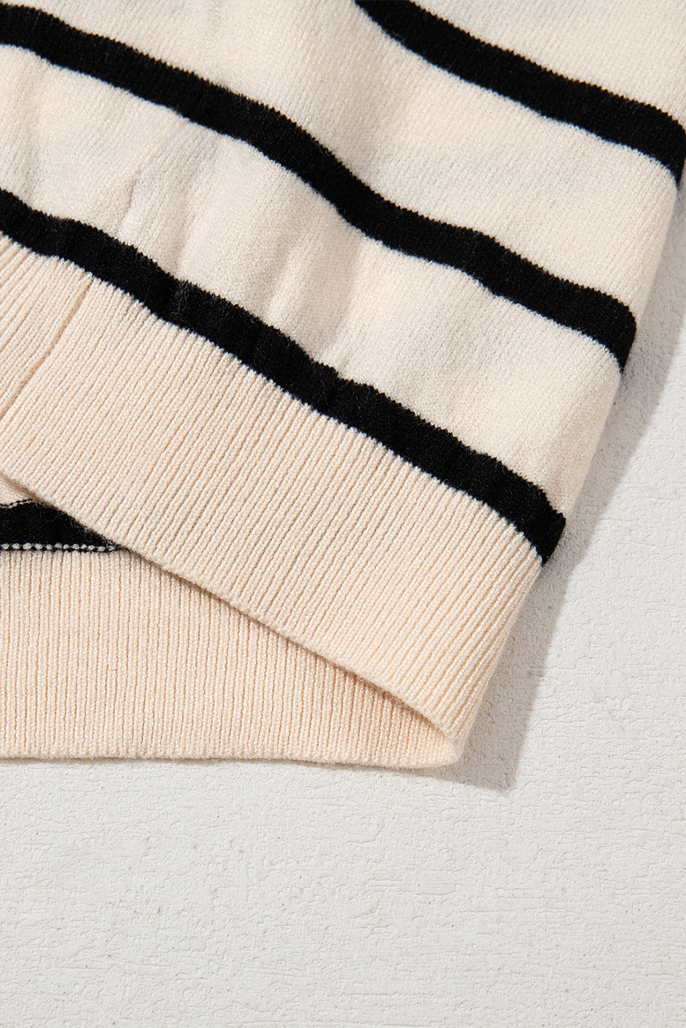 Striped Crew Neck Bubble Short Sleeve Lightweight Sweater