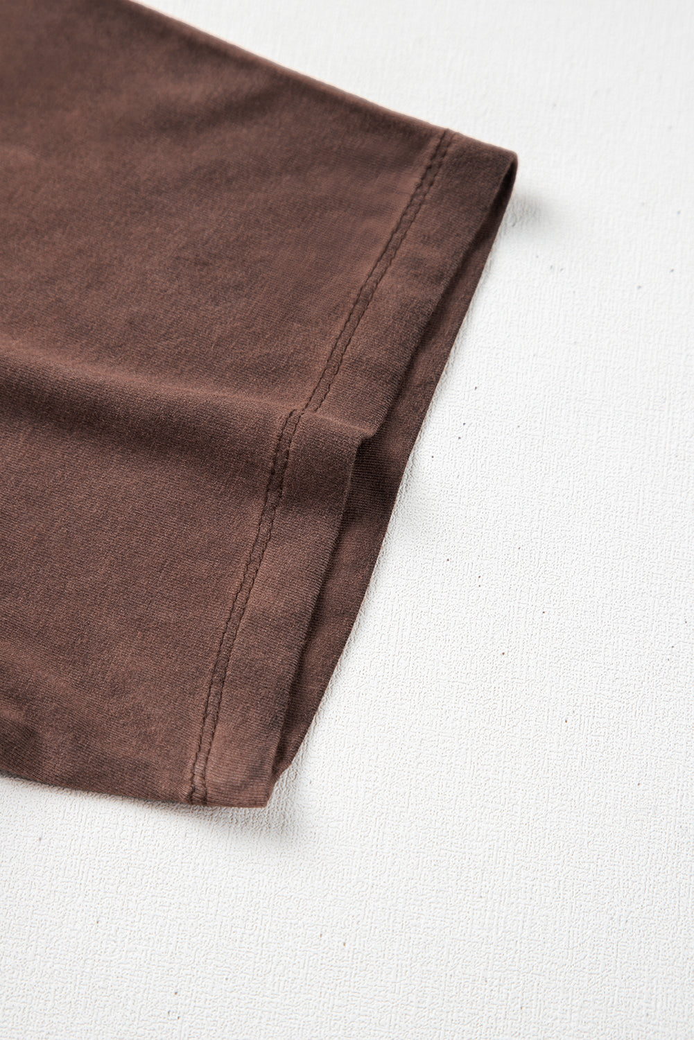 Chestnut Brown Mineral Wash Criss Cross V-Neck Casual Tee