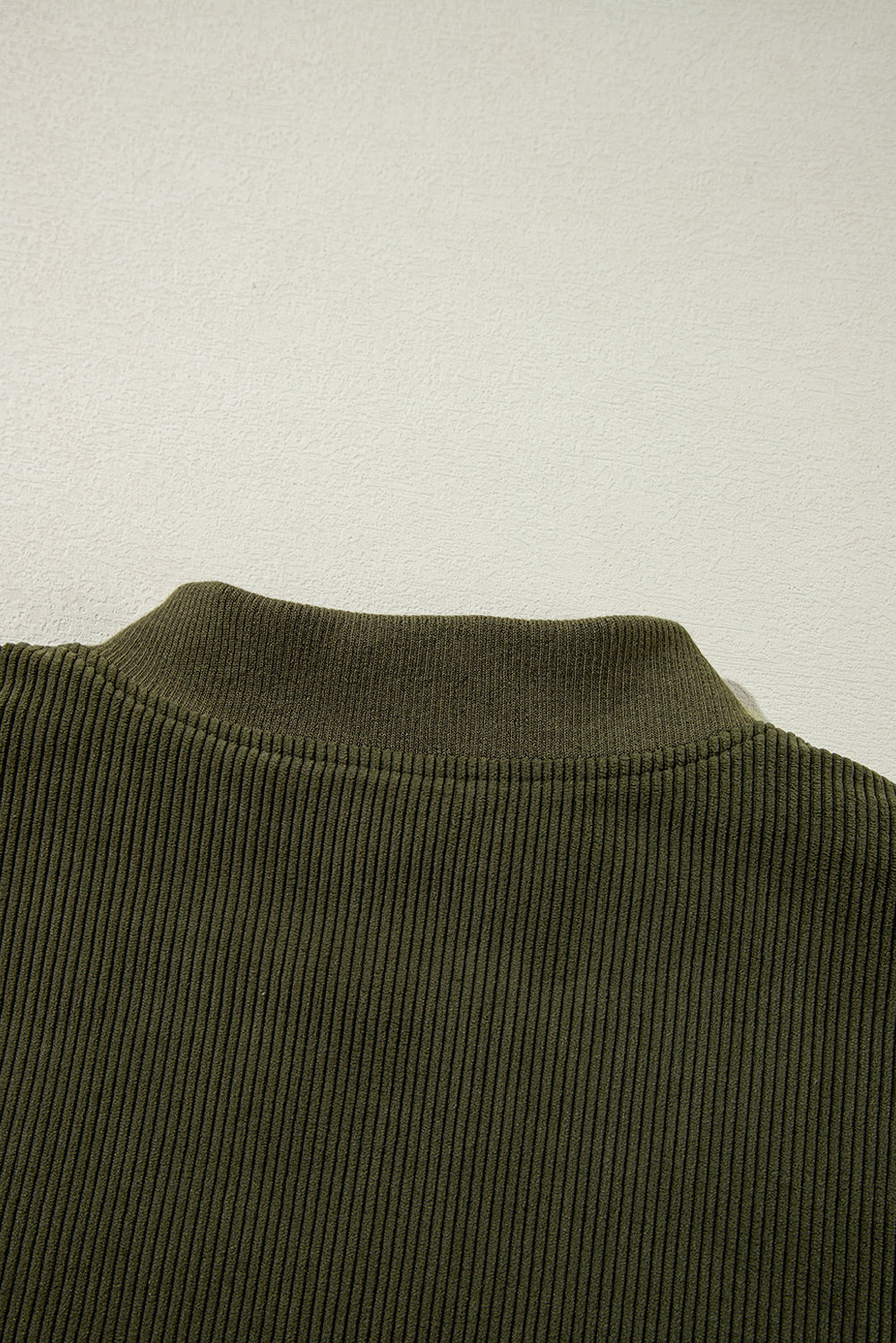 Olive Green & Cream Corduroy Fleece Button Up Varsity Jacket
