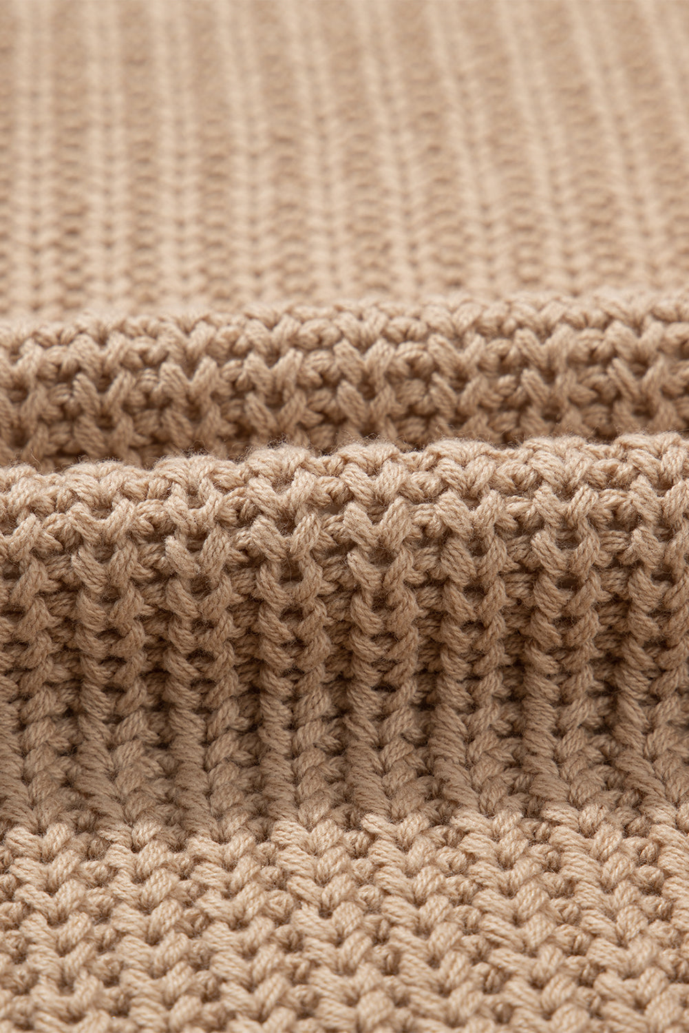 Brown Khaki Light Blue Color-block Loose Cable Knit Sweater