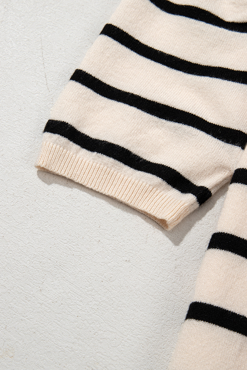 Striped Crew Neck Bubble Short Sleeve Lightweight Sweater