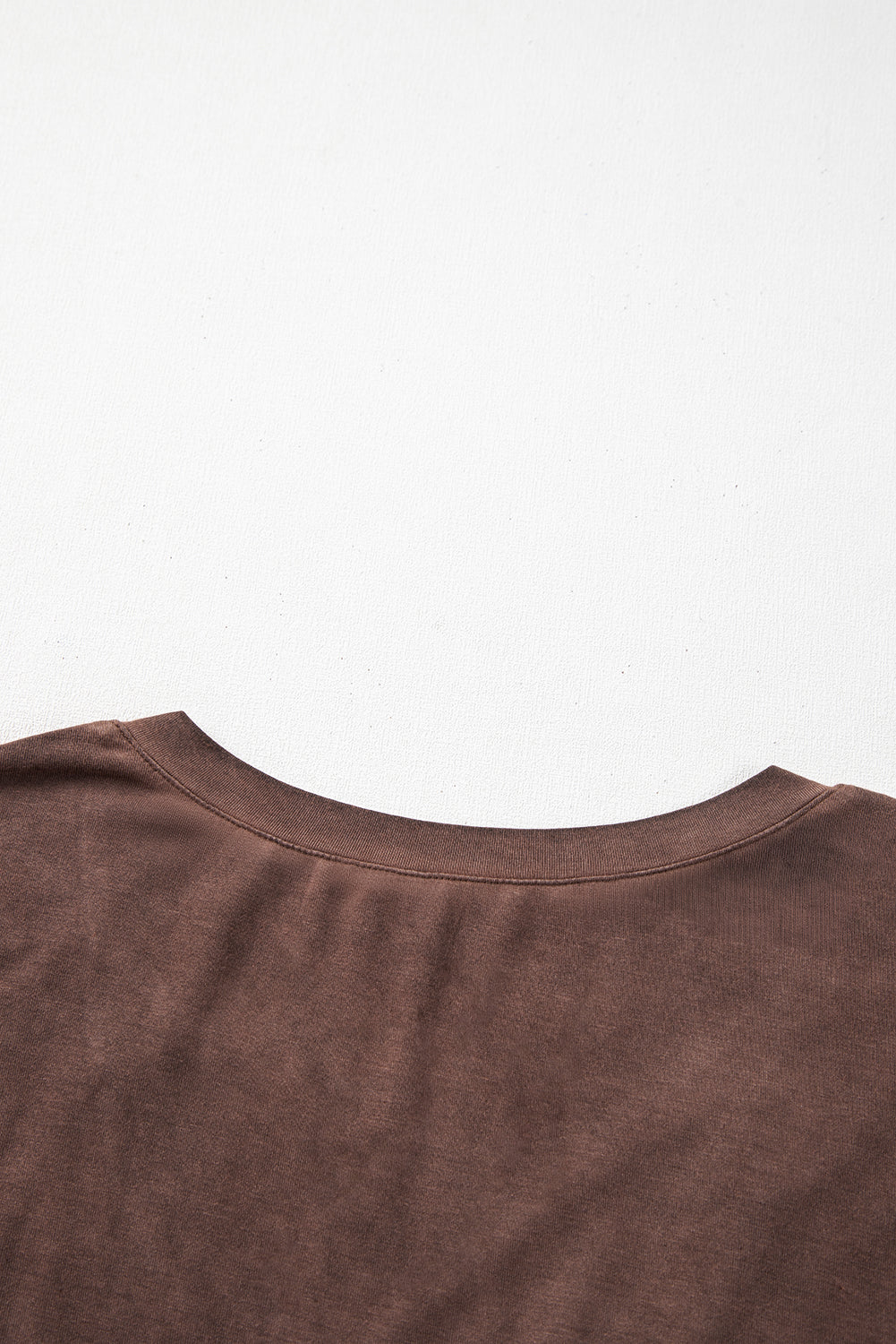 Chestnut Brown Mineral Wash Criss Cross V-Neck Casual Tee